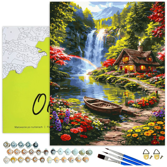 Paint by numbers, House by the waterfall, 40x50, Oh-art, ANG1112