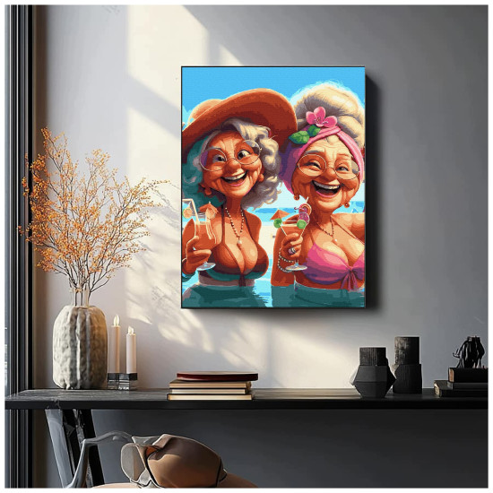 Maalimine numbrite järgi, Eakad sõbrannad kokteilidega, 40x50, Oh-art, ANG1119