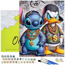 Maalimine numbrite järgi, Stitch ja Donald Duck, 40x50, Oh-art, ANG1122