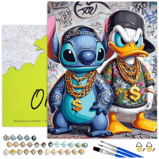 Paveikslas pagal numerius, Stitch ir Donald Duck, 40x50, Oh-art, ANG1122