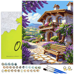Paint by numbers, House with lavender in Provence, 40x50, Oh-art, ANG1142