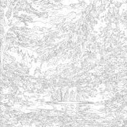 Paint by numbers, Autumn mountain landscape with waterfall, 40x50, Oh-art, ANG1141