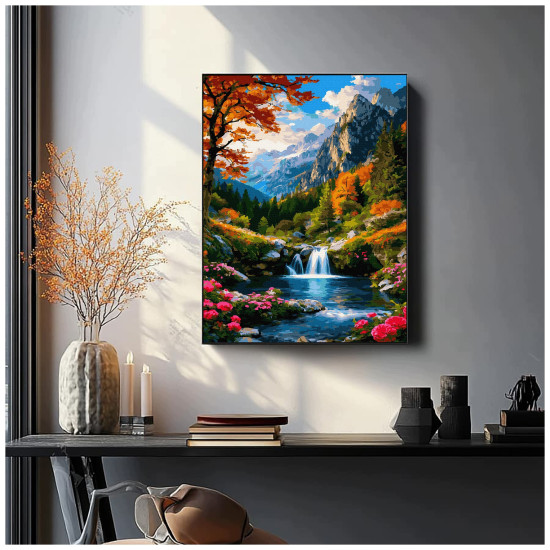 Maalimine numbrite järgi, Sügisene mägimaastik joaga, 40x50, Oh-art, ANG1141