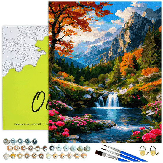 Maalimine numbrite järgi, Sügisene mägimaastik joaga, 40x50, Oh-art, ANG1141
