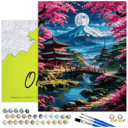 Maalimine numbrite järgi, Fuji mägi ja õitsev sakura, 40x50, Oh-art, ANG1137