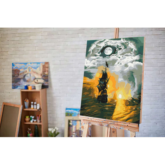 Картина по номерам 40x50 cm, Парусник на рассвете, Twoje-hobby, GX57014