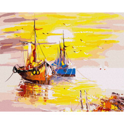 Painting by numbers 40x50 cm, Boats at sunset, Ideyka, KHO2762