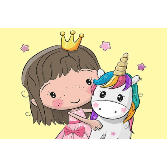 Diamond painting, Princess with a Small Unicorn, 30x40, varvikas, LE123e