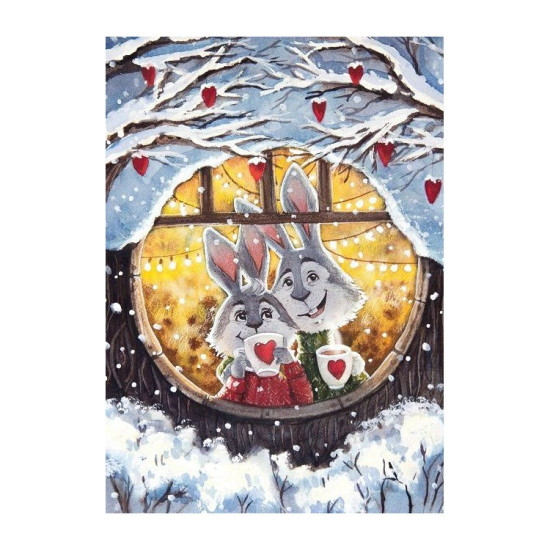 Алмазная живопись, Уютный дом кроликов, 27x38 cm, artkatalog, WD2384