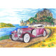 Painting by numbers, Cadillac on the background of the castle, 30x40, varvikas, ME1054e.