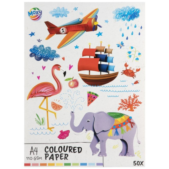 Coloured Paper A4, 50 Sheets, 110 gsm, Grafix, 110003