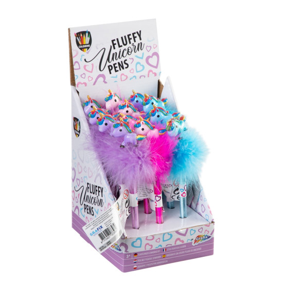Unicorn Fluffy Pens, 12pcs, 3 assorted, Grafix, 180002