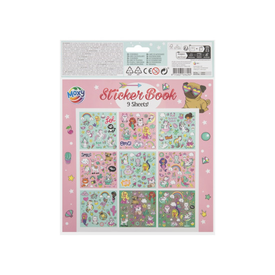 Книга с наклейками, 21×21см, 9 листов, Moxy, 100059