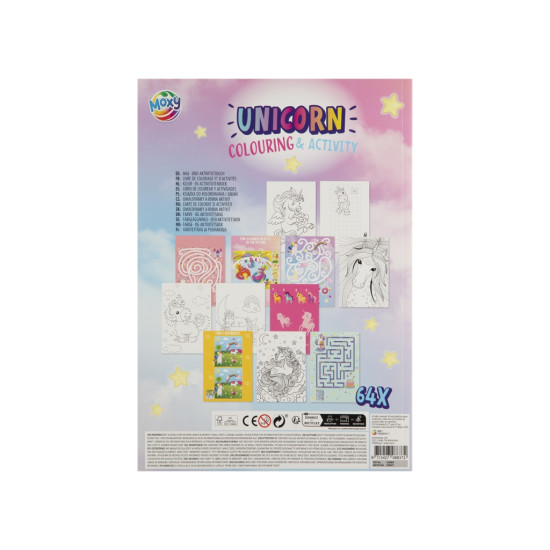 Colouring & activity book Unicorn, A4, 64 pages, Moxy, 150068