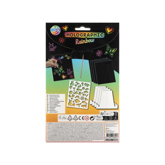 A5 holographic scratch art, 2 designs, with stencil, Moxy, 220002