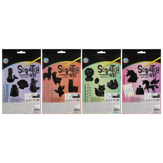 Make-your-own scratch art, 4 sheets, 4 designs, Moxy, 220023