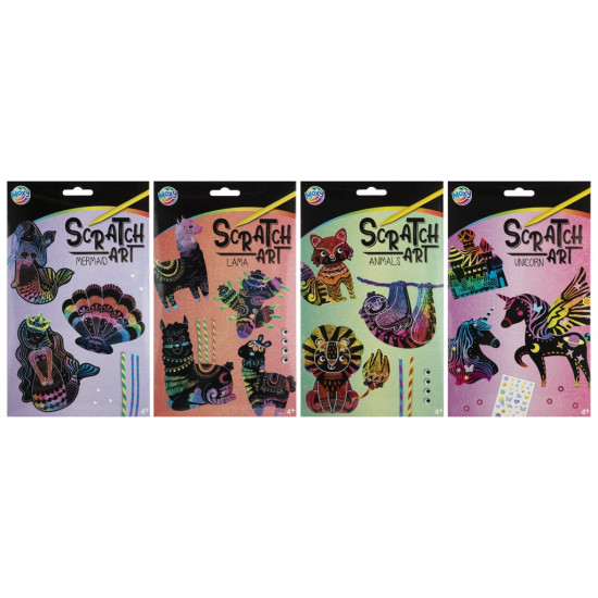 Make-your-own scratch art, 4 sheets, 4 designs, Moxy, 220023