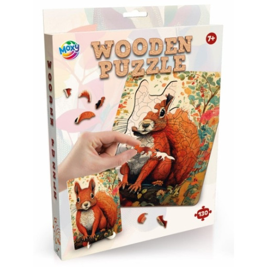 Wooden Puzzle Squirrel Unique Shapes, 128 pcs, Moxy, 400092