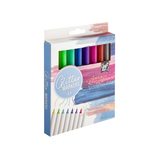 Glitter Marķieri, 8 gab, CraftID, CR5016/GE