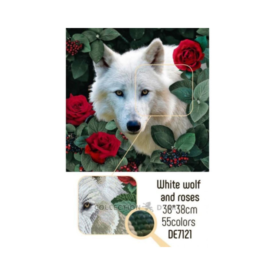 Dimanta mozaīka, Baltais vilks un rozes, collectiondart, DE7121