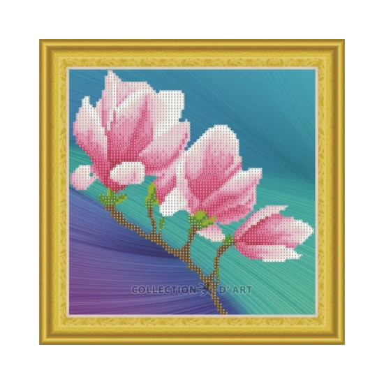 Dimanta mozaīka uz plastmasas pamatnes, Magnolijas zars, collectiondart, AX303020