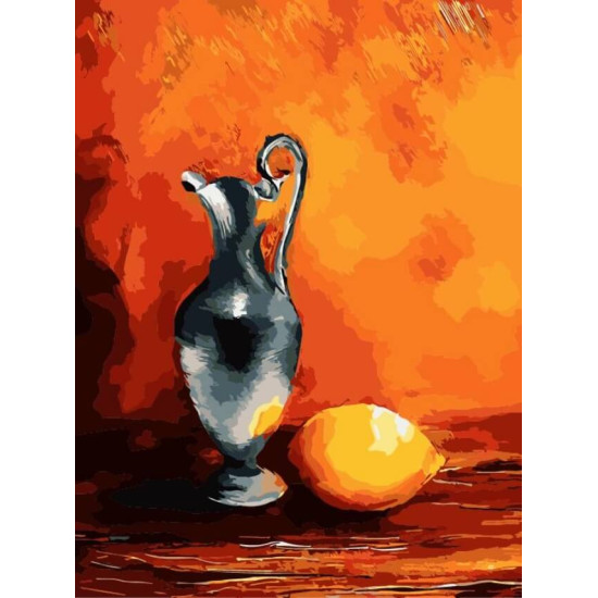 Glezna pēc numuriem, Krūze ar citronu, 30x40, varvikas, ME1058e