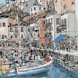 Painting by numbers, Marina in a Town, 40x50, varvikas, MG2094e.