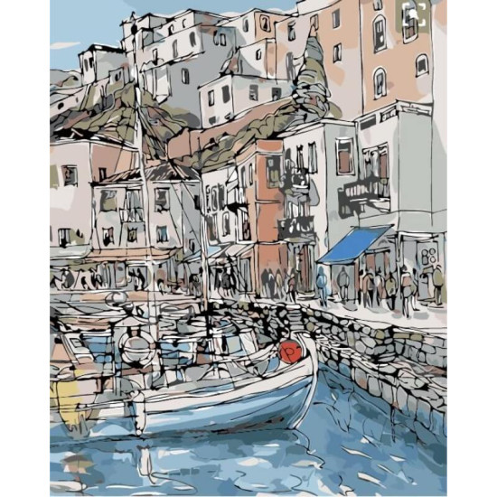 Painting by numbers, Marina in a Town, 40x50, varvikas, MG2094e.