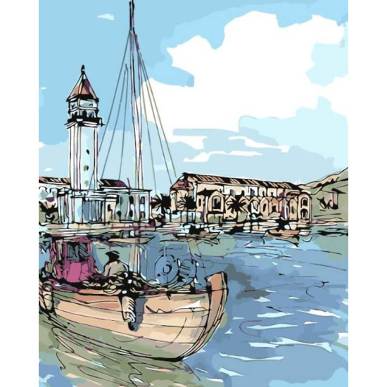 Tapymas pagal numerius, Pakrantės miestas, 40x50, varvikas, MG2097e