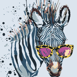 Glezna pēc numuriem, Zebra ar brillēm, 30x40, varvikas, ME1114e
