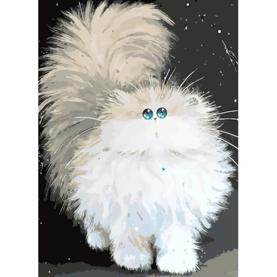 Dimanta mozaīka, Cute Fluffy Cat, 30x40, varvikas, LE085e