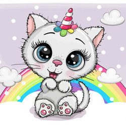 Dimanta mozaīka, Cute Unicorn Kitten, 20x30, varvikas, LC039e