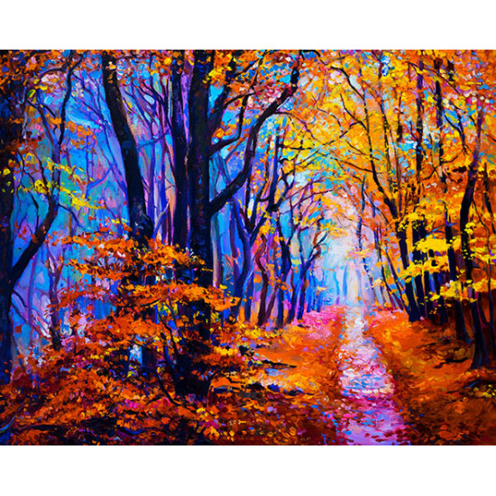 Timanttimaalaus, Syksyinen Metsäpolku, 40x50, varvikas, LG287e