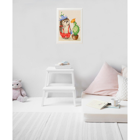 Deimantinė mozaika, Ežiukas nustebęs, 30x40, varvikas, LE030e