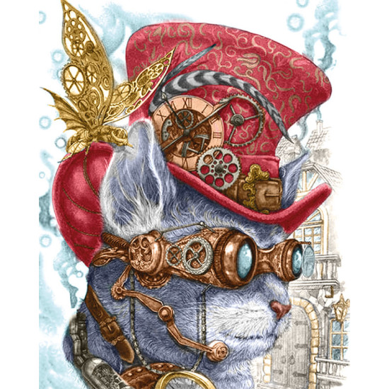 Deimantinė mozaika, Siurrealistinis Katinas, 40x50, varvikas, LG316e