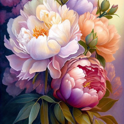 Glezna pēc numuriem, Ziedošas peonijas, 40x50, varvikas, MG2472e