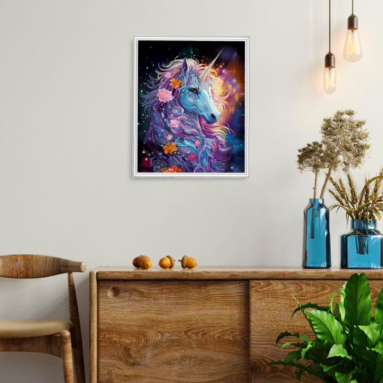 Dimanta mozaīka, Vienradzis ziedos, 40x50, varvikas, LGPS004e