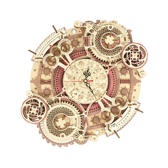 3D koka puzle, Zodiaka sienas pulkstenis, 168 gab, robotime, LC601