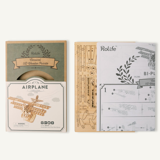 3D koka puzle, Divplāksnis, 145 gab, robotime, TG301