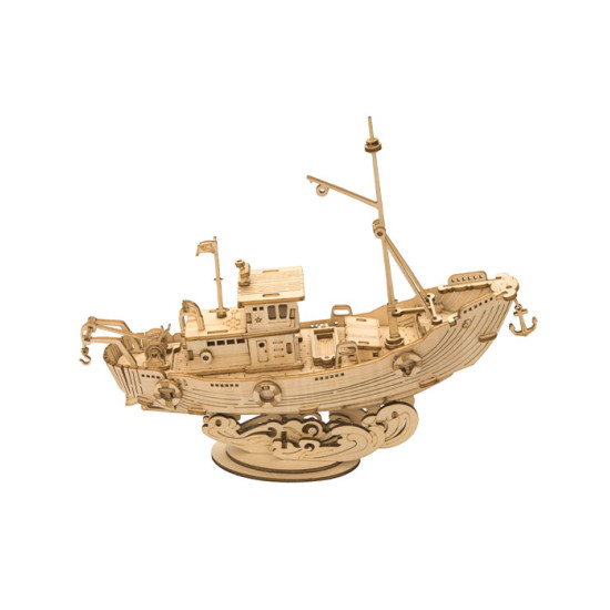 3D Wooden Puzzles, Fishing Ship, 104 pcs, robotime, TG308