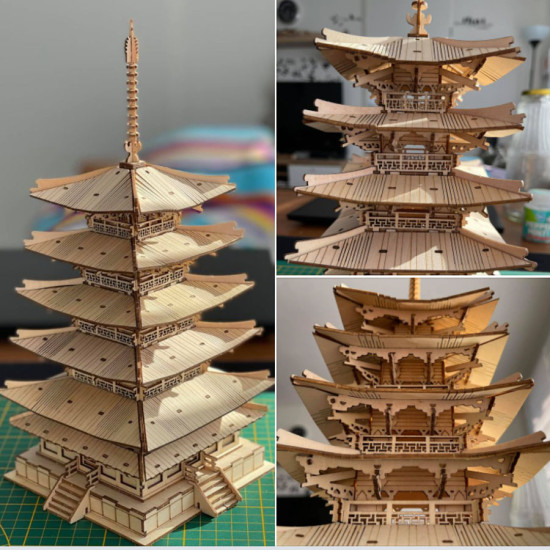 3D koka puzle, Piecu stāvu pagoda, 275 gab, robotime, TGN02