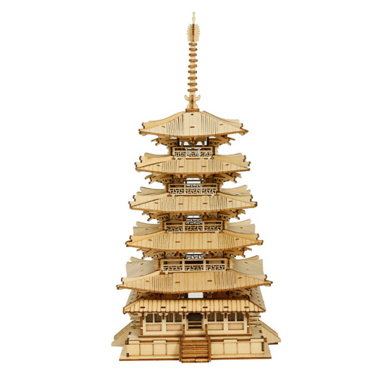 3D koka puzle, Piecu stāvu pagoda, 275 gab, robotime, TGN02