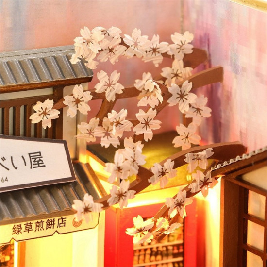 3D Miniatūra māja, Japānas Stila Sakura Brīvdienu Diy Grāmatu Nook, Hongda, DMH-M2211