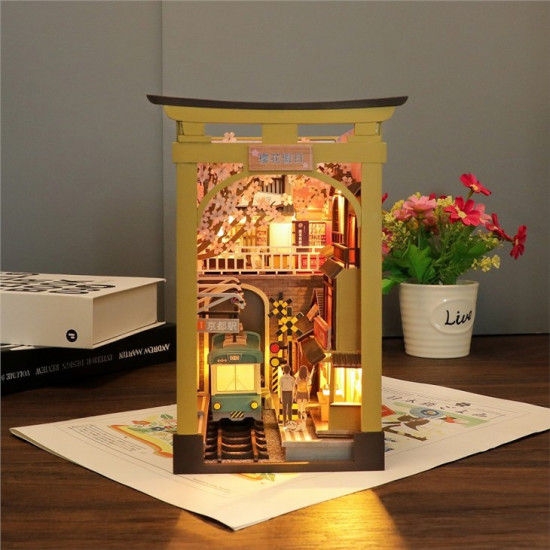 3D Miniatūra māja, Japānas Stila Sakura Brīvdienu Diy Grāmatu Nook, Hongda, DMH-M2211