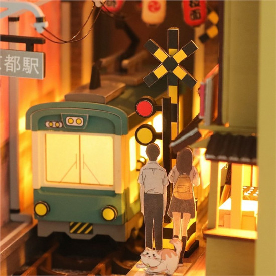 3D Miniatūra māja, Japānas Stila Sakura Brīvdienu Diy Grāmatu Nook, Hongda, DMH-M2211