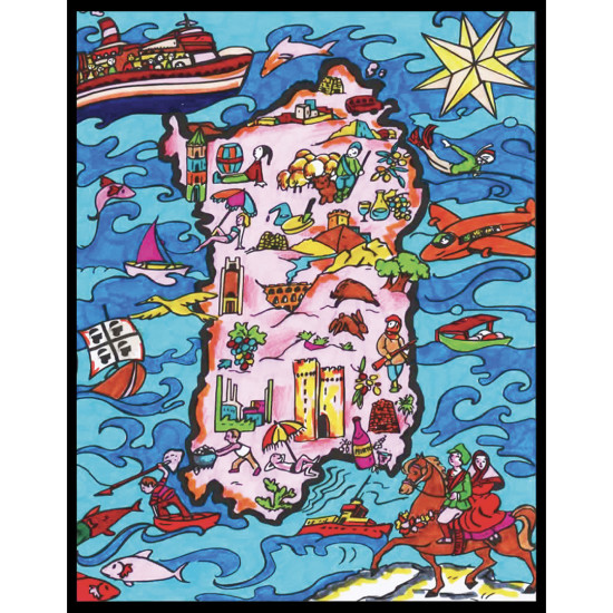 Colorvelvet, Mažas paveiksliukas A4 su flomasteriais, Sardinija, SMALL S1F