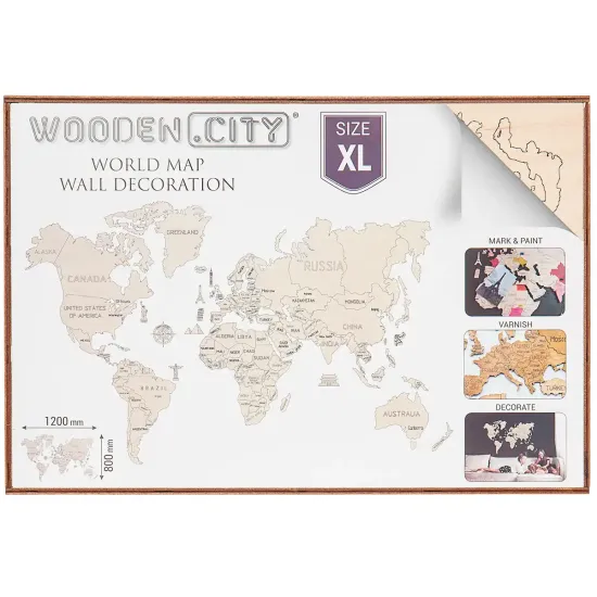 Koka pasaules karte, 80x120, woodencity, WM503