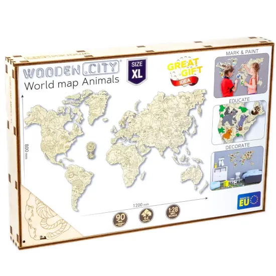 Koka pasaules karte, 80x120, woodencity, WM503