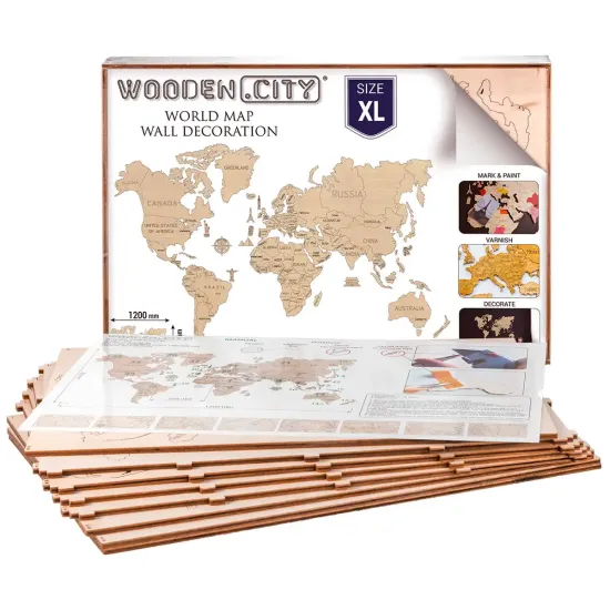 Koka pasaules karte, 80x120, woodencity, WM503