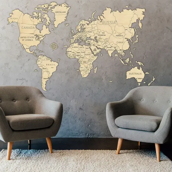 Wooden world map, 120x200, woodencity, WM505